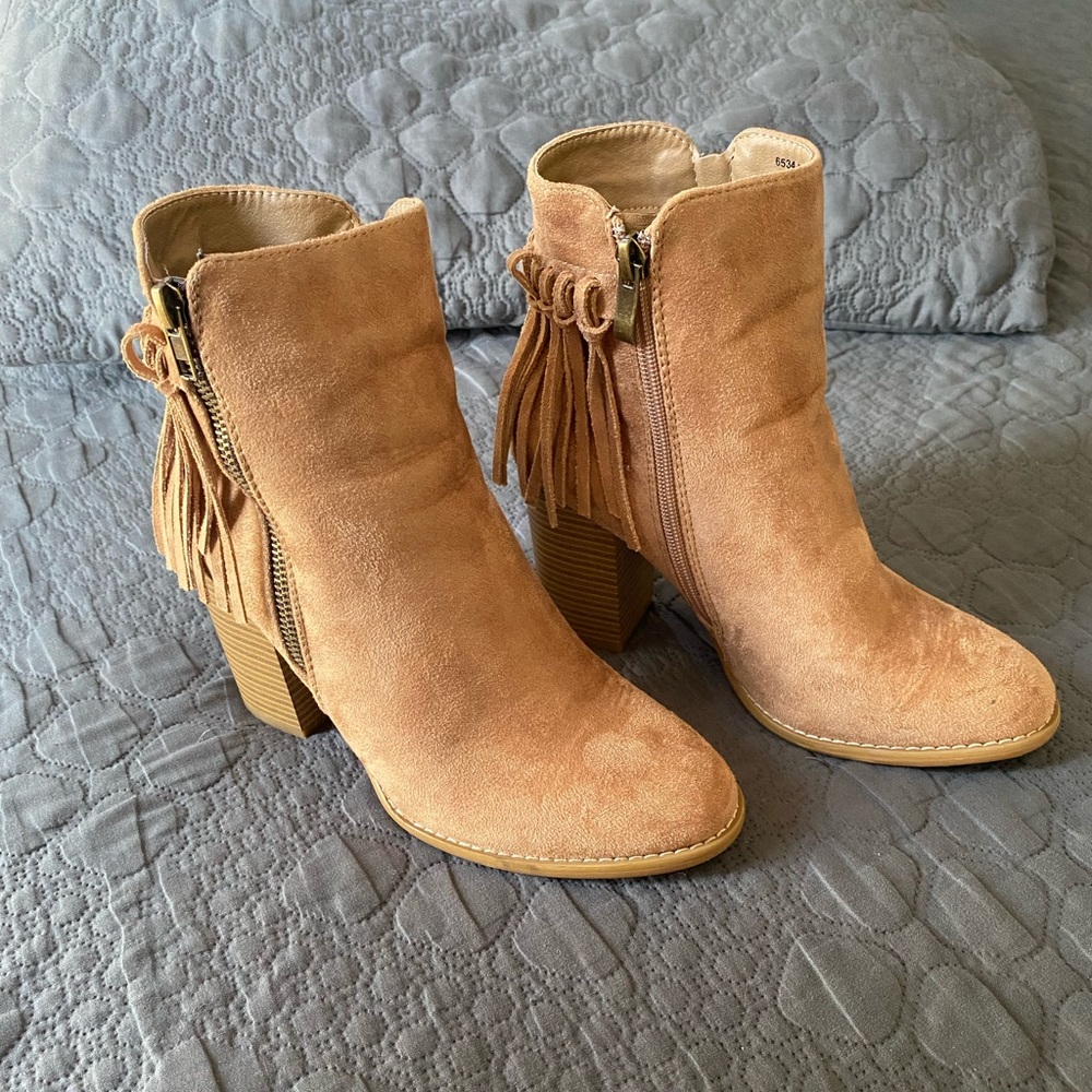 Cathy Jean Brown fringed ankle boots
